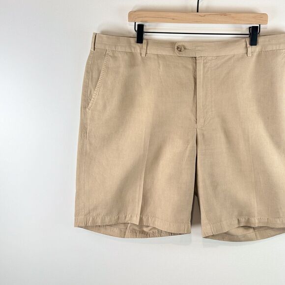 Peter Millar Seaside Men Shorts Brown Chino Linen Silk Crown Sport Golf Size 40 - Picture 5 of 9